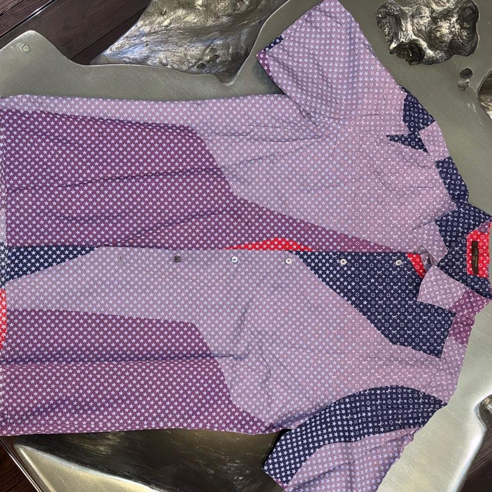 Louis Vuitton Purple and Red Patterned Men's Shirt